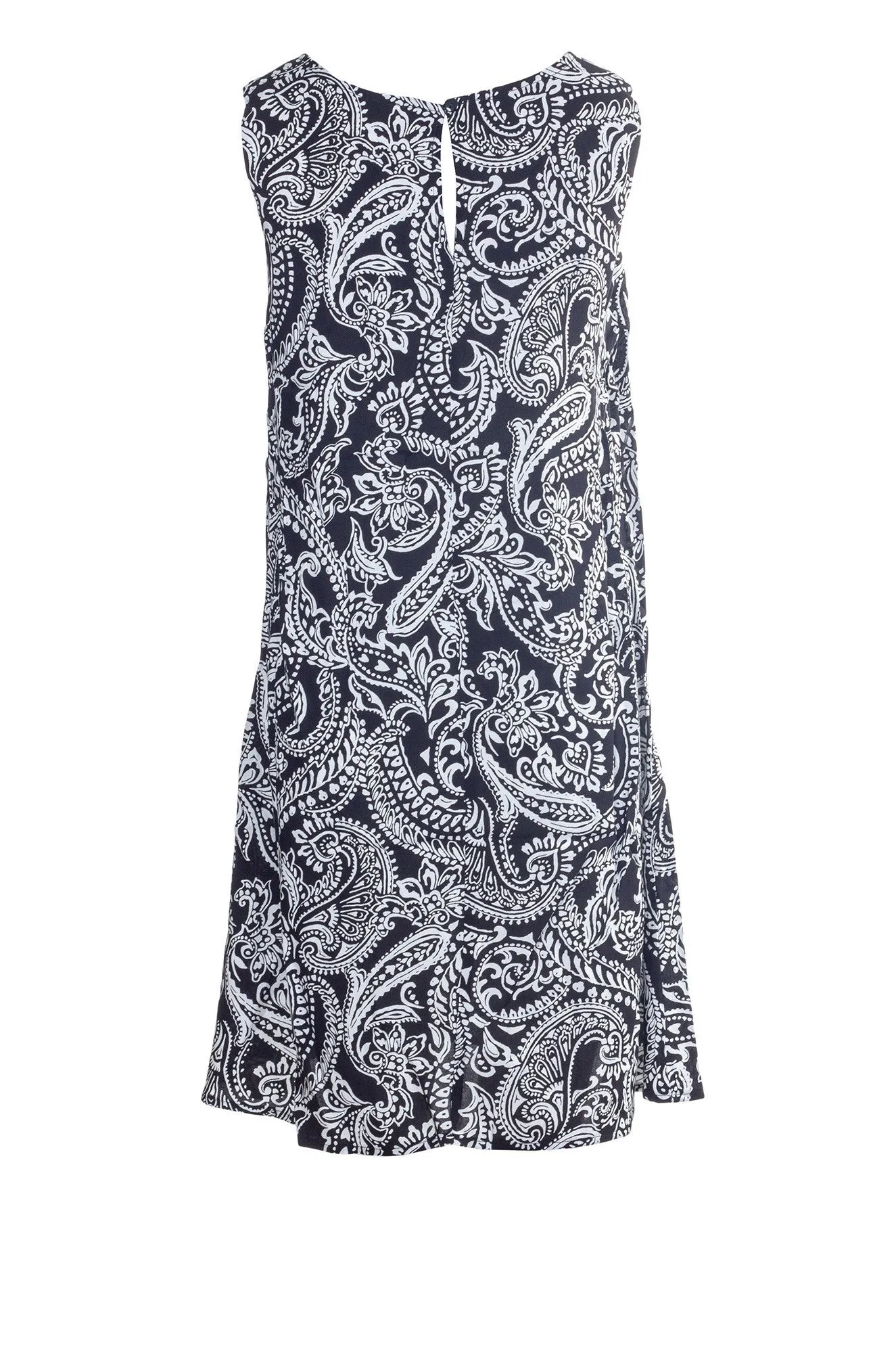 100% Rayon Dress | BLACK WHITE PAISLEY | 7335A1