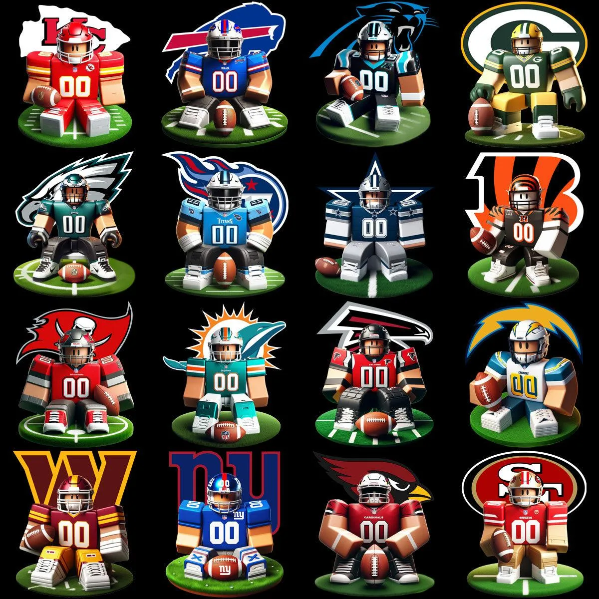 32 ROBLOX Gaming Football Teams Designs Bundle PNG