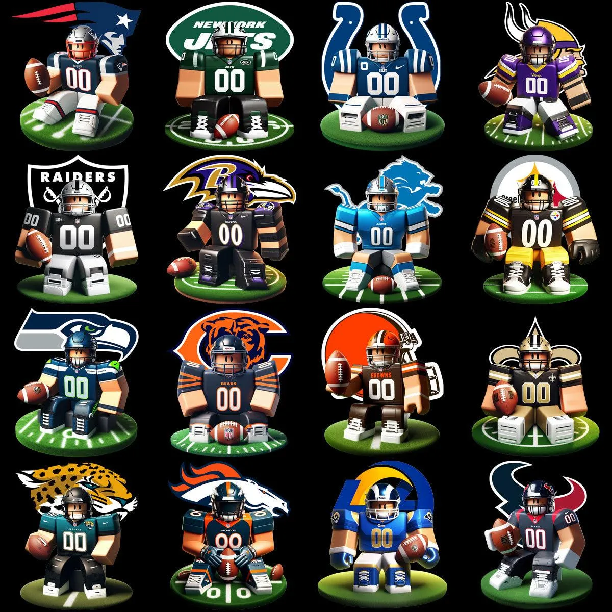 32 ROBLOX Gaming Football Teams Designs Bundle PNG