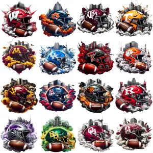 60 College Football NCAA Teams HELMET SMOKES Designs Bundle PNG