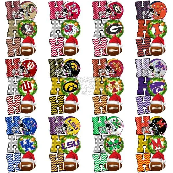 63 NCAA College Football Teams Christmas Designs Bundle PNG