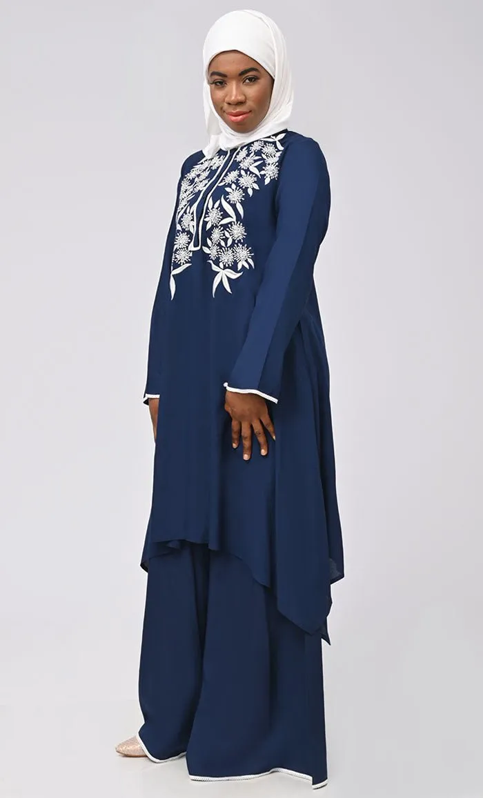 Al-Azraq Embroidered Set With Hijab And Pockets