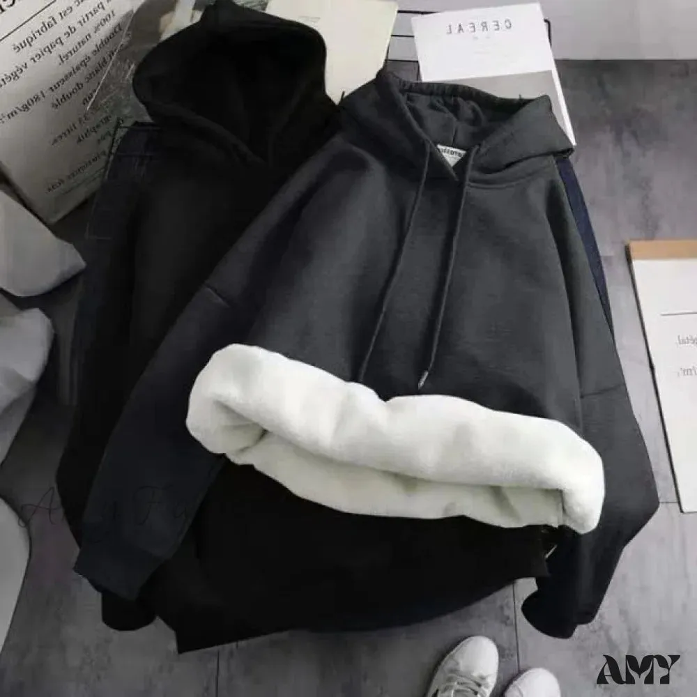 Amy Fashion - Gray Warm Fleece Pullovers Hoodies