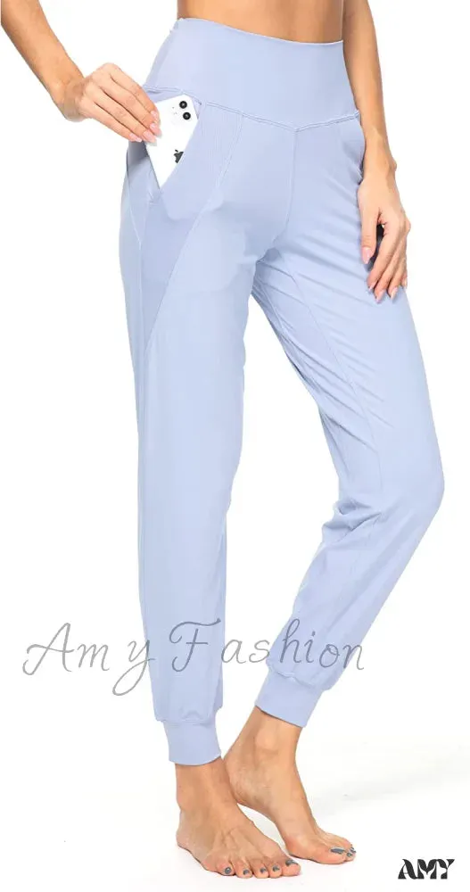 Amy Fashion - Women's Joggers with Pockets High Waisted Athletic Sports Pants