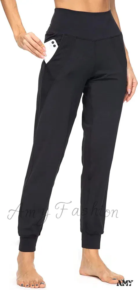 Amy Fashion - Women's Joggers with Pockets High Waisted Athletic Sports Pants