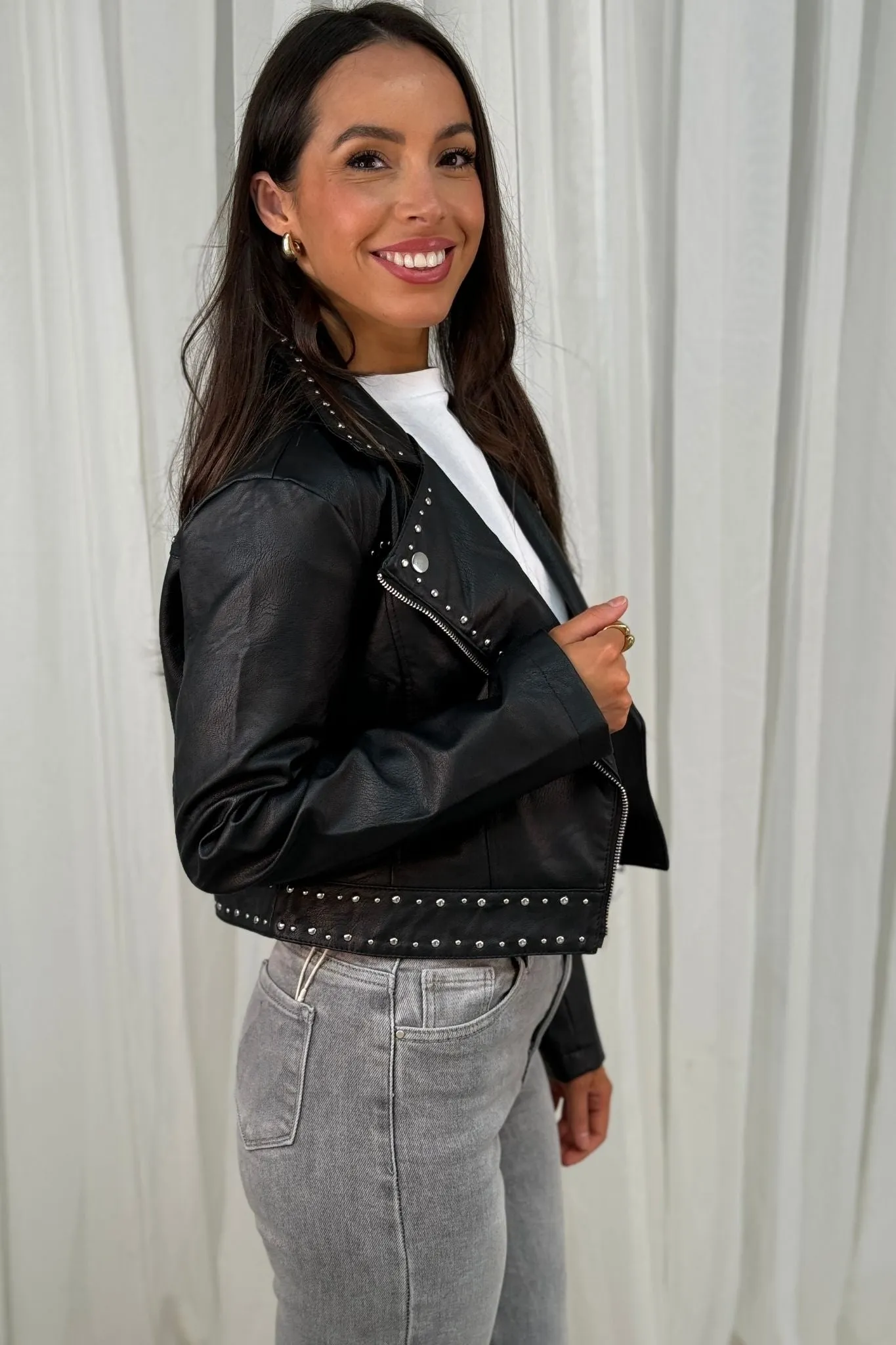 Becca Faux Leather Jacket In Black