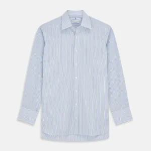 Blue and Yellow Multi Stripe Cotton Regular Fit Mayfair Shirt