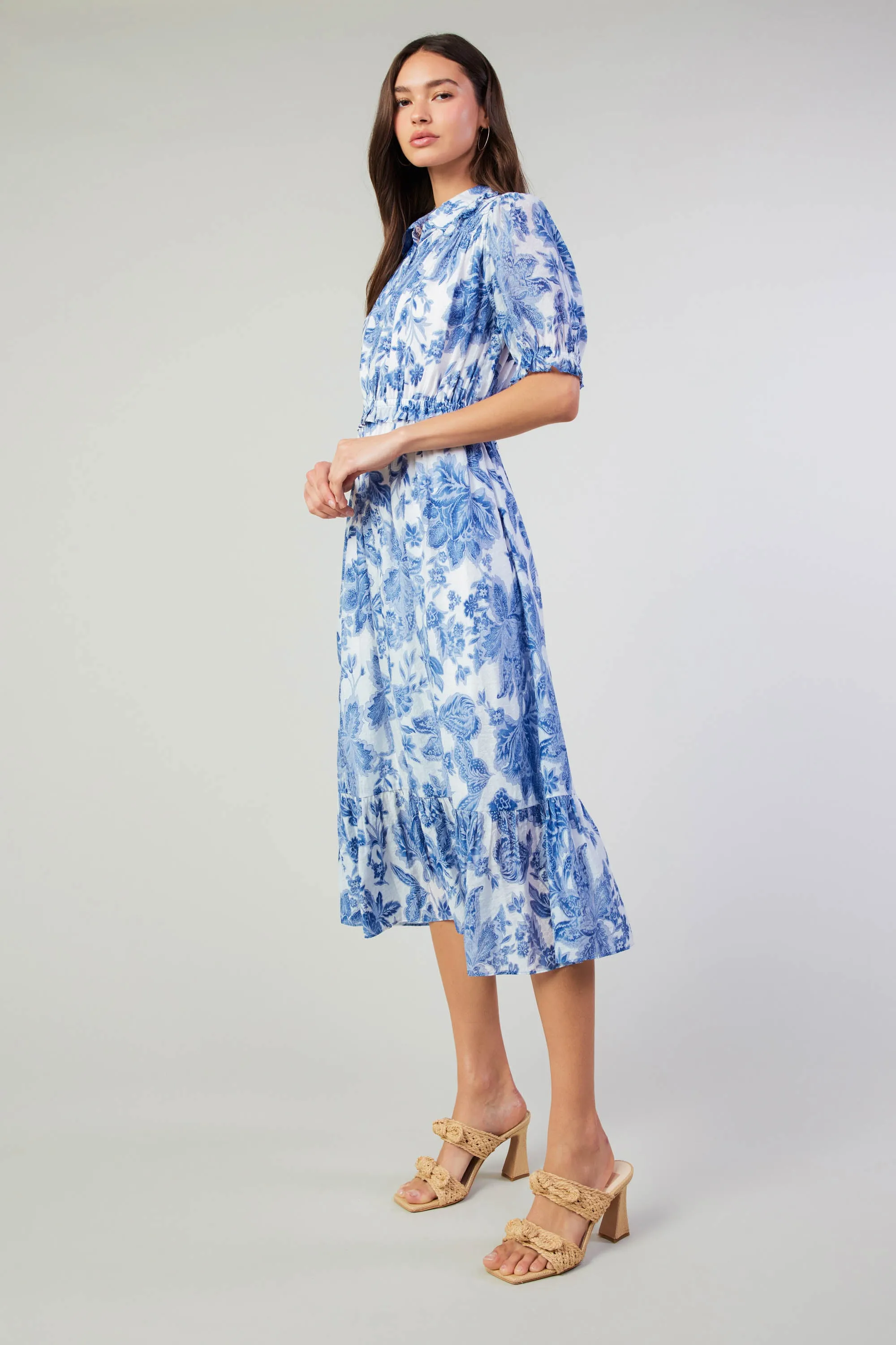 Botanical Jacquard Midi Dress