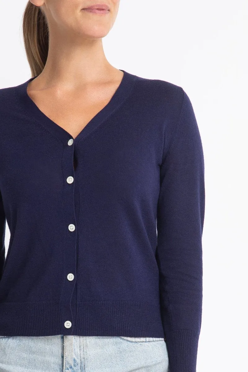 Cotton   Cashmere Superfine V Cardigan in Royal Blue