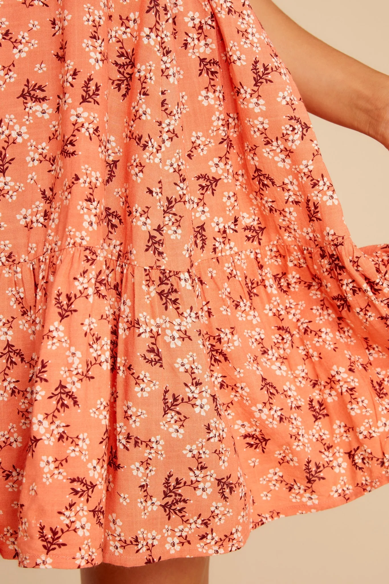 Cross Your Heart Coral Floral Print Dress