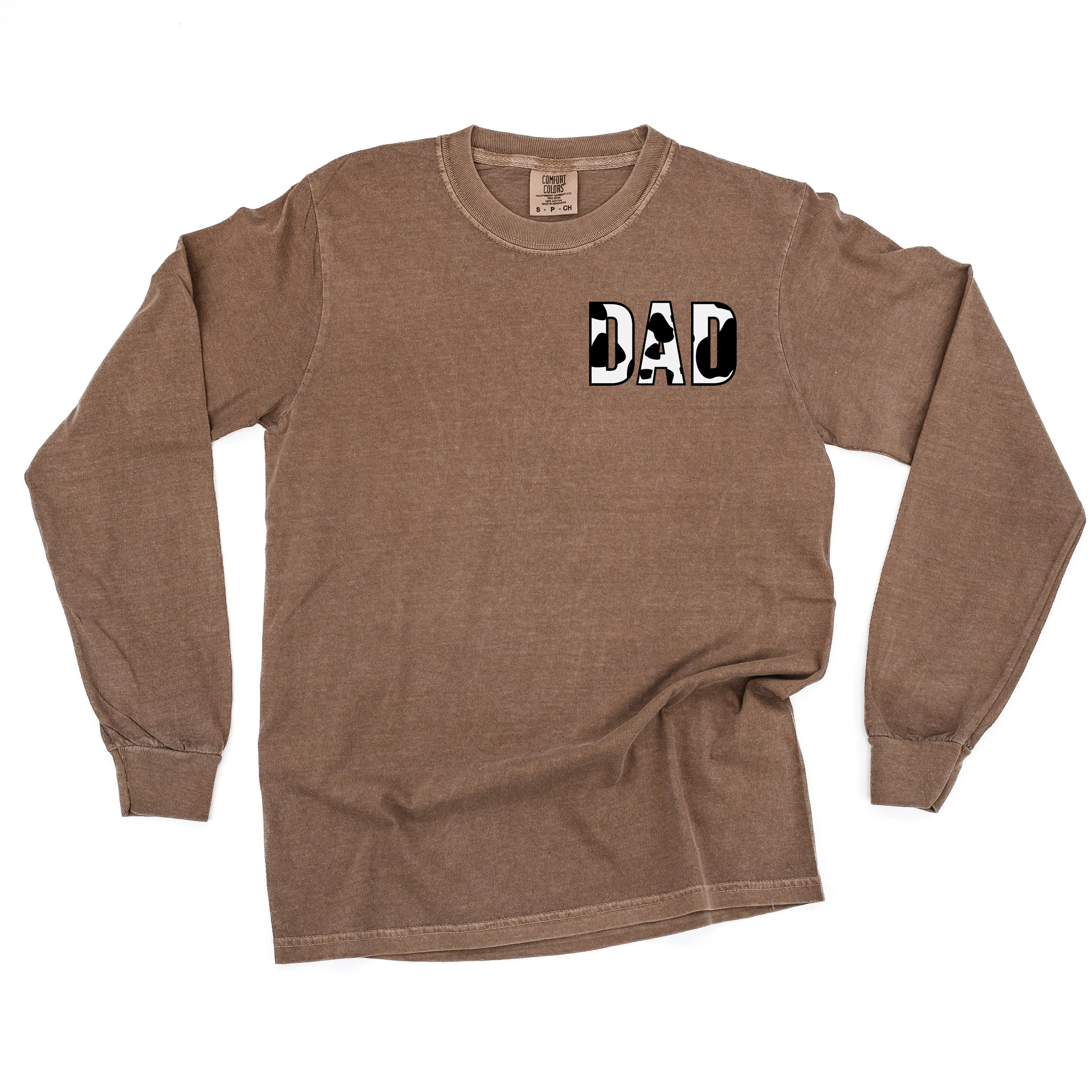 DAD - Cow Print - LONG SLEEVE COMFORT COLORS TEE