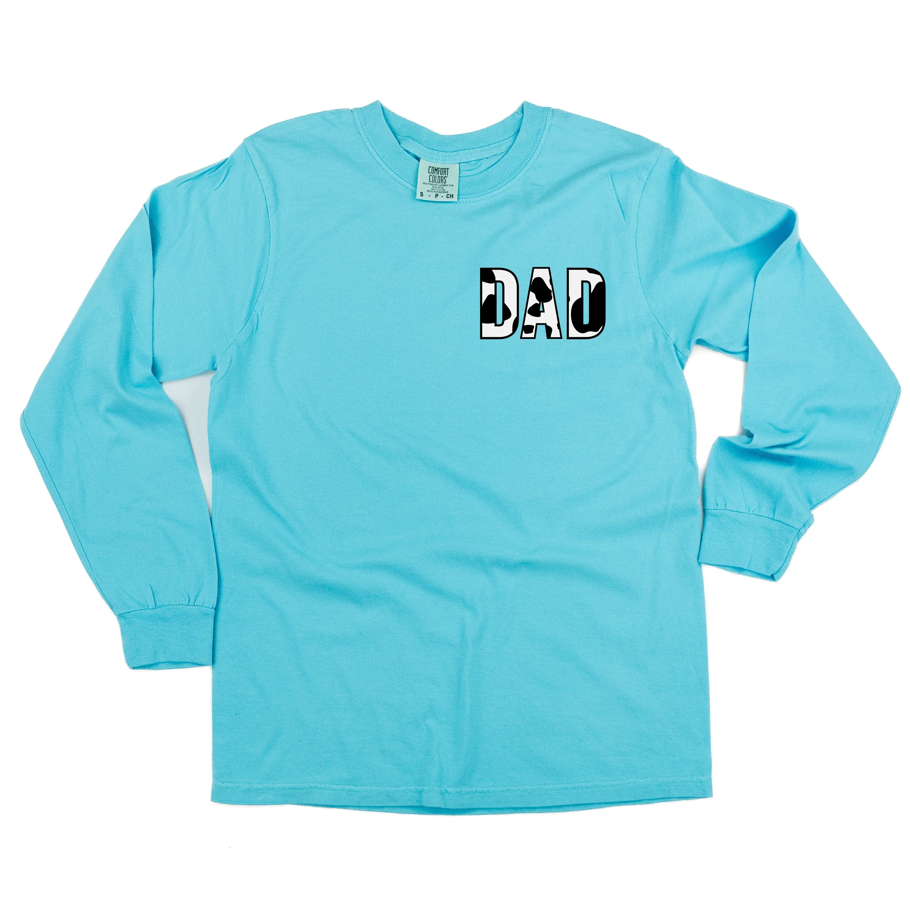 DAD - Cow Print - LONG SLEEVE COMFORT COLORS TEE