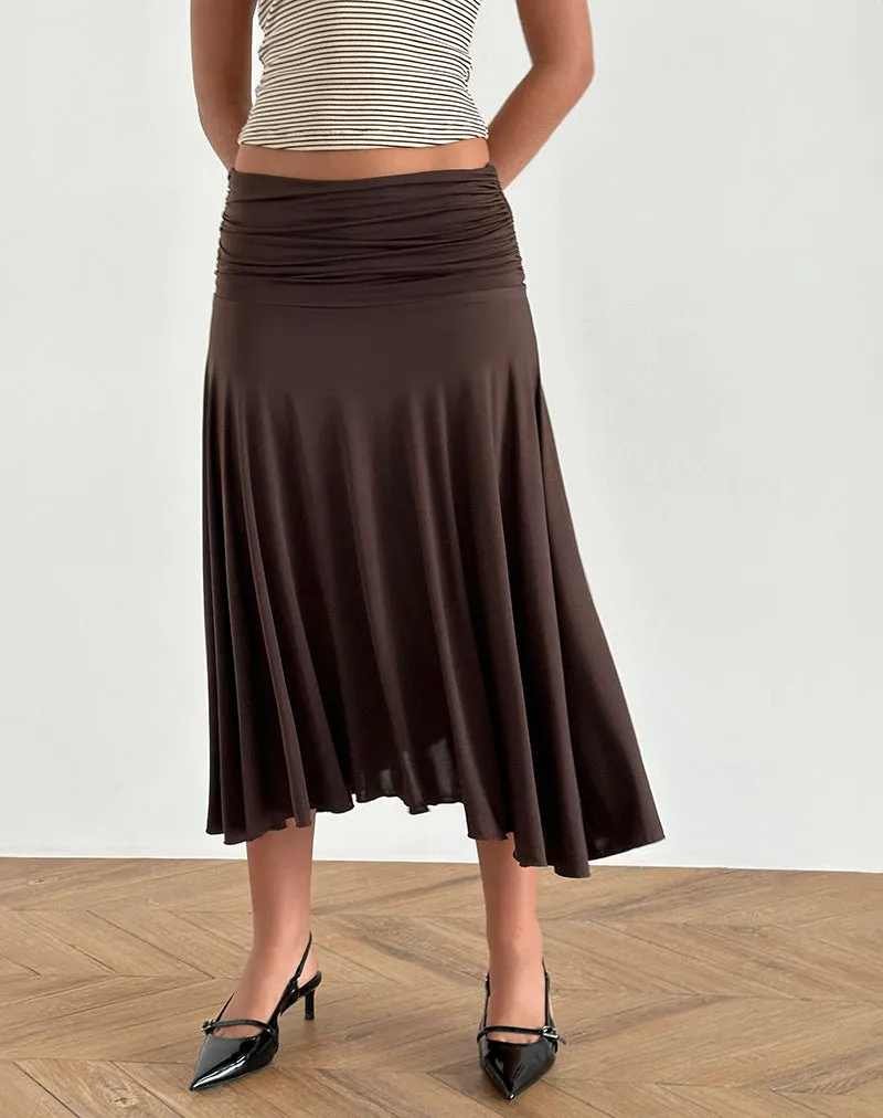 Delta Midi Skirt in Slinky Chocolate