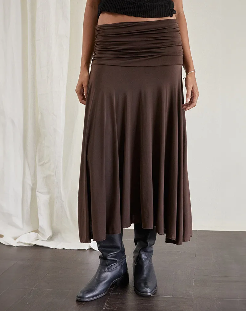 Delta Midi Skirt in Slinky Chocolate