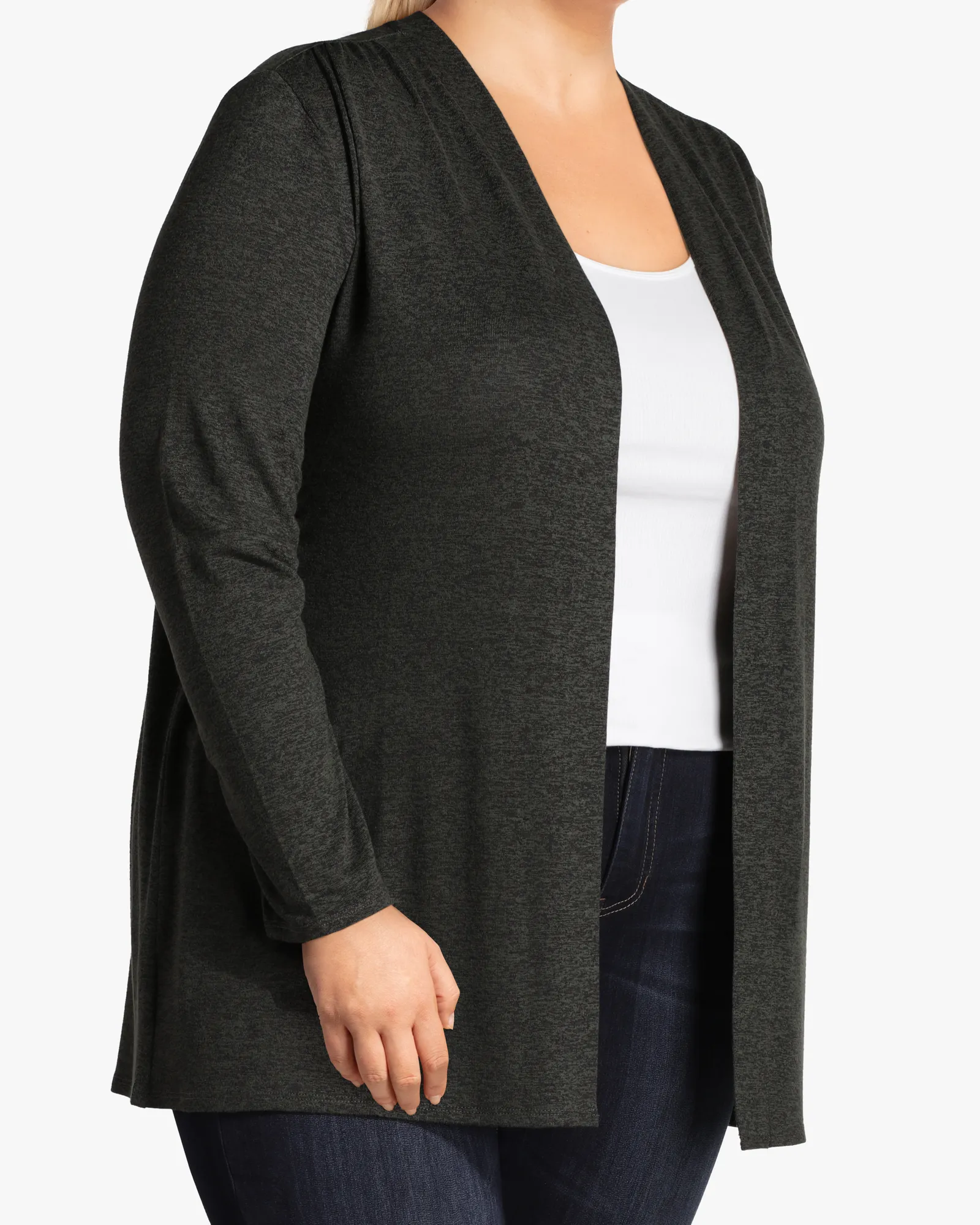 Desiree Knit Lounge Cardigan | Olive Green / Light Grey