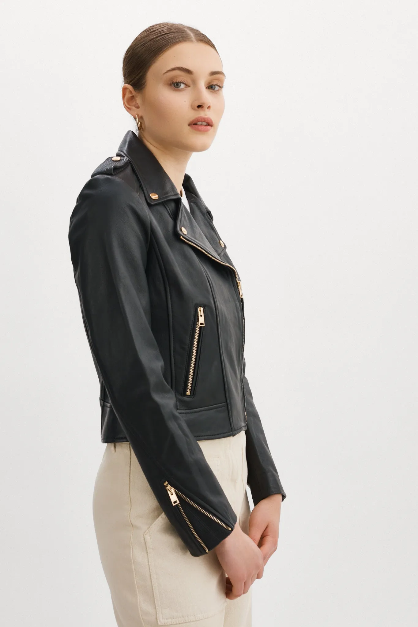 DONNA GOLD | Iconic Leather Biker Jacket