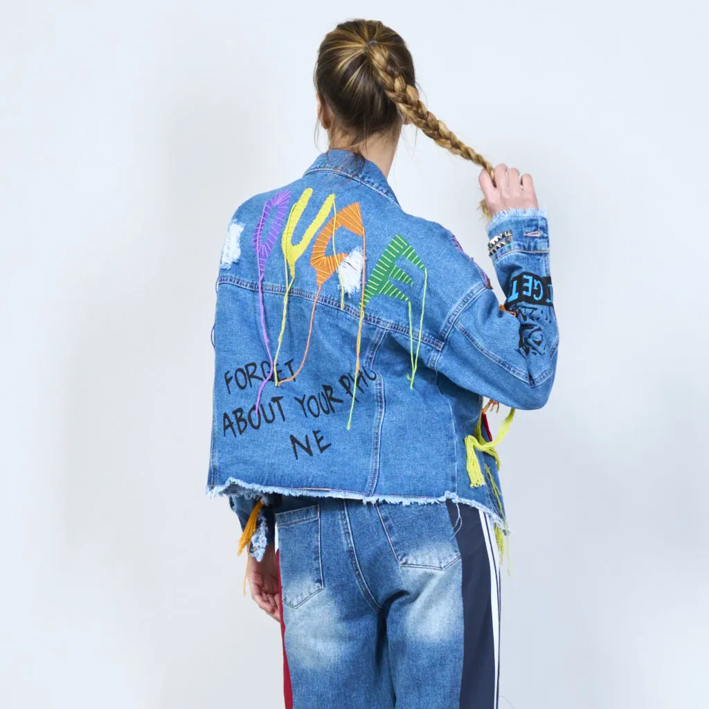 Eclectic art denim jacket wholesale