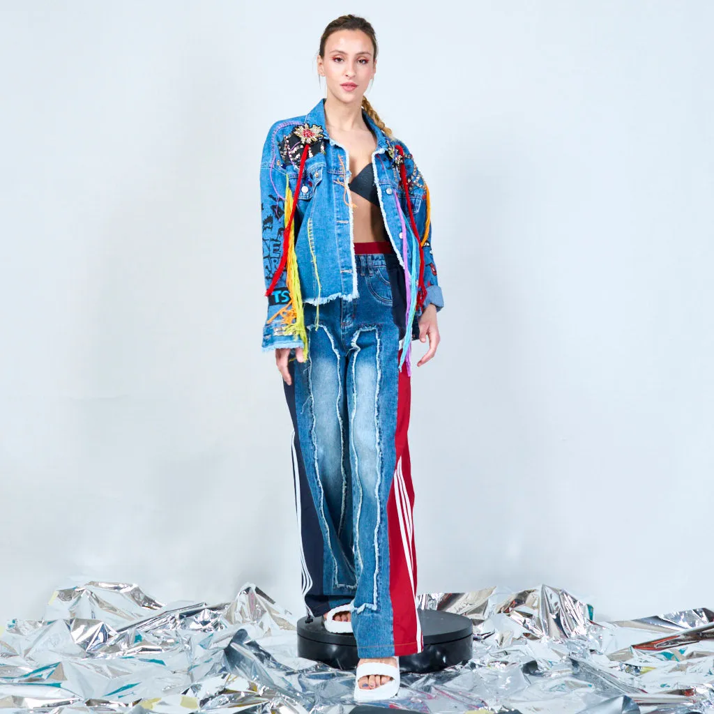 Eclectic art denim jacket wholesale