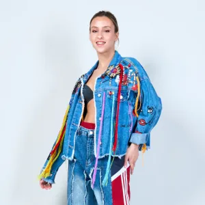 Eclectic art denim jacket wholesale