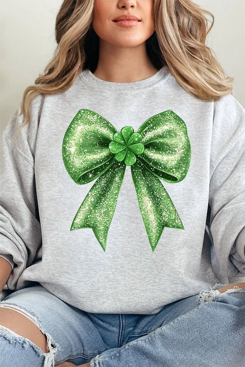 Faux Glitter Clover Coquette Heavy-weight Crew Sweatshirt