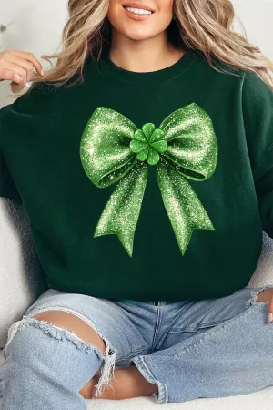 Faux Glitter Clover Coquette Heavy-weight Crew Sweatshirt