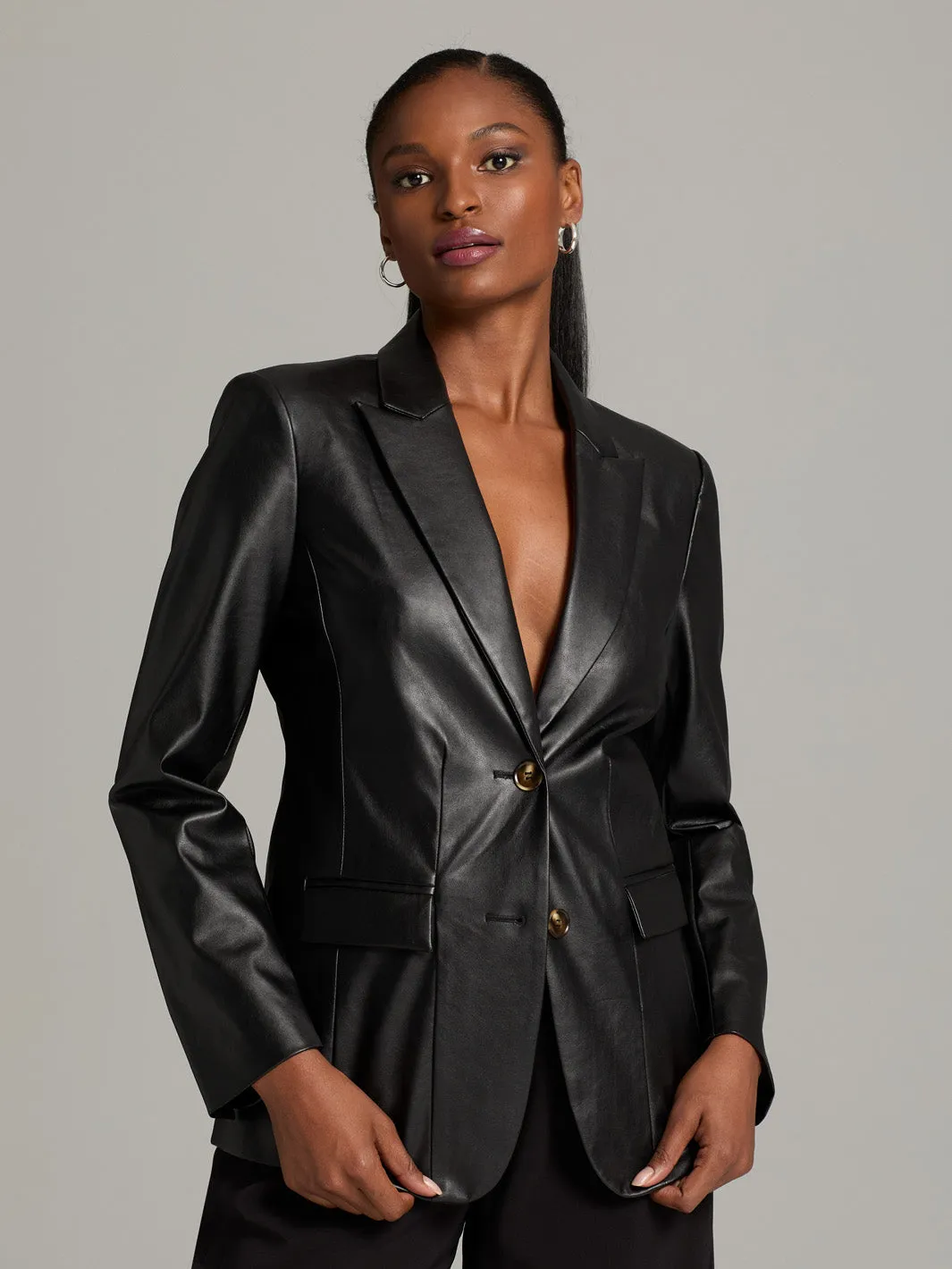 Faux Leather Blazer