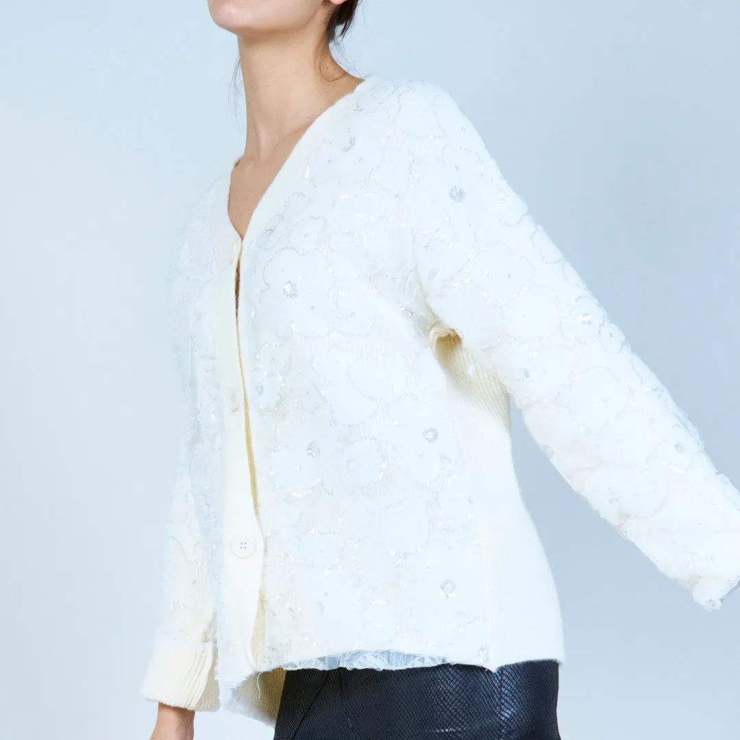 Floral sequin embroidered cardigan wholesale