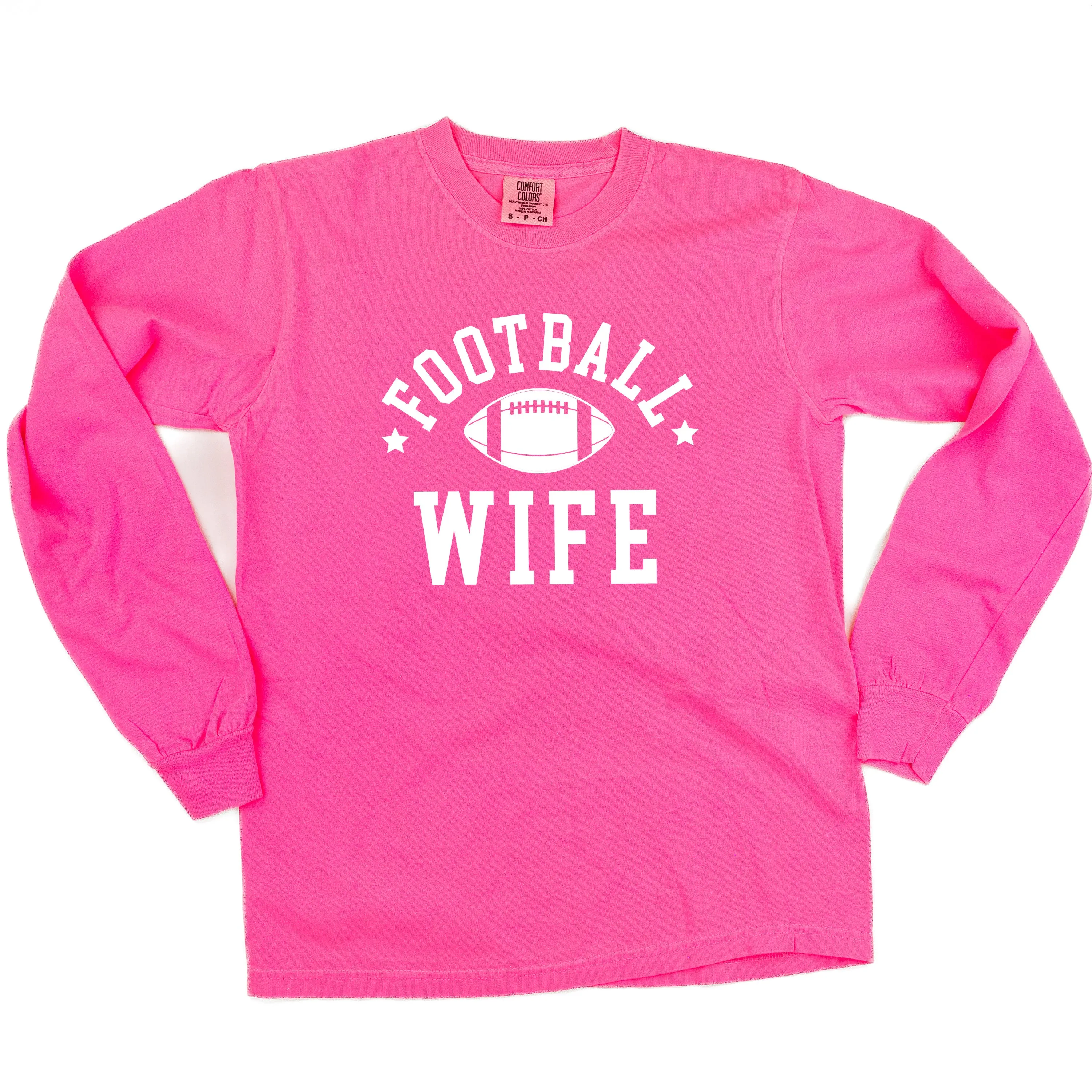 Football Wife (Stars) - LONG SLEEVE COMFORT COLORS TEE