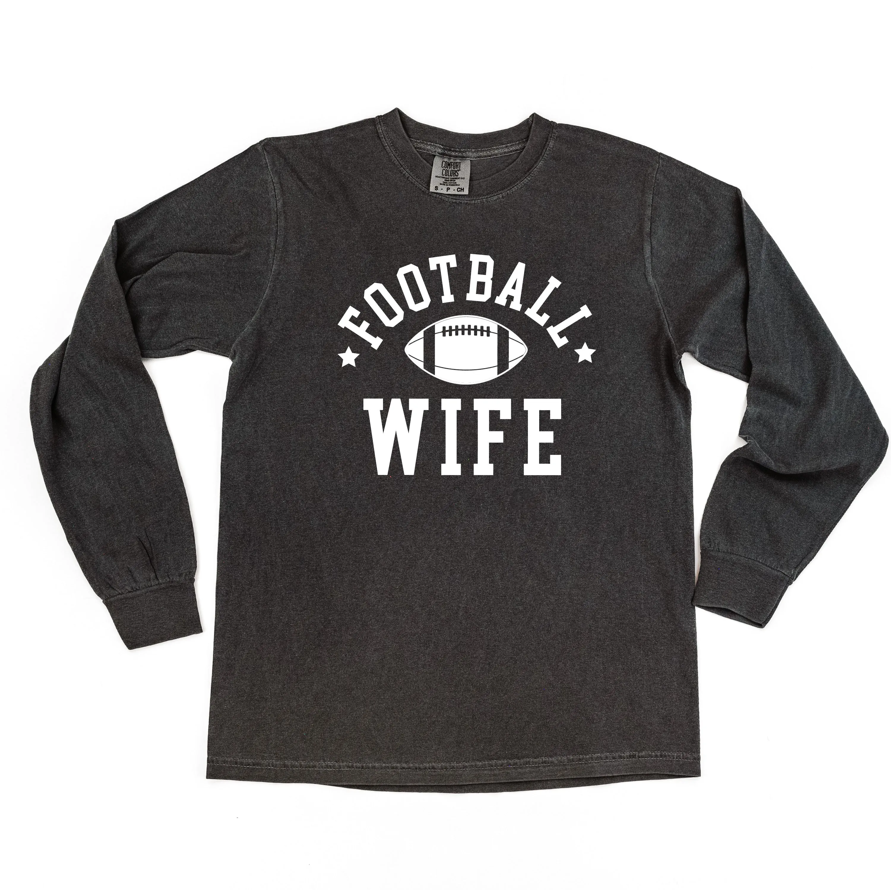 Football Wife (Stars) - LONG SLEEVE COMFORT COLORS TEE