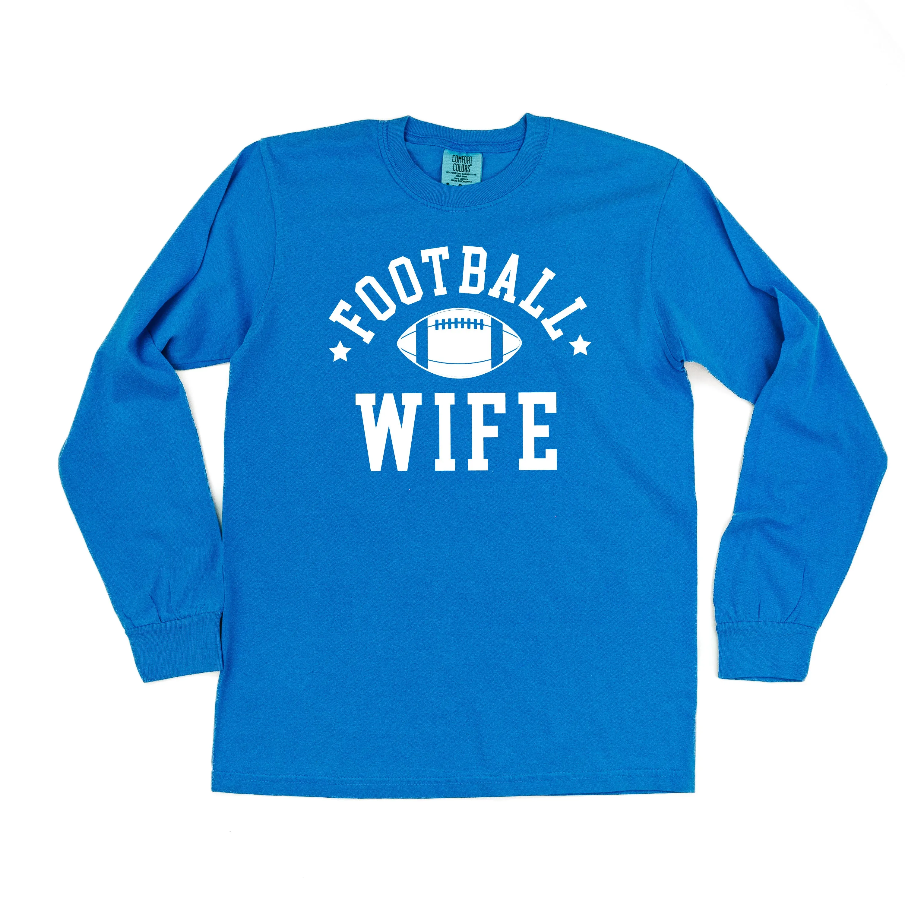 Football Wife (Stars) - LONG SLEEVE COMFORT COLORS TEE