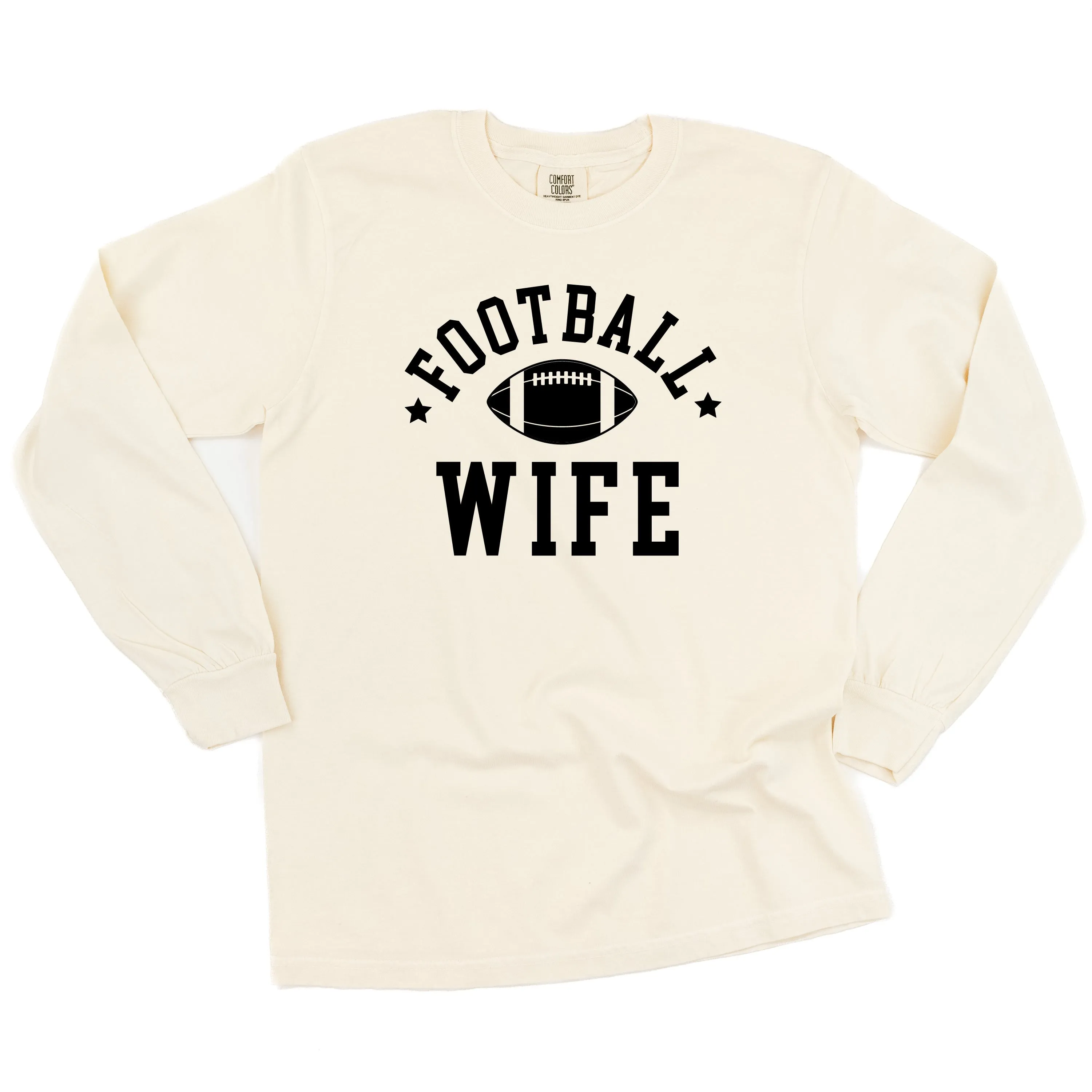 Football Wife (Stars) - LONG SLEEVE COMFORT COLORS TEE