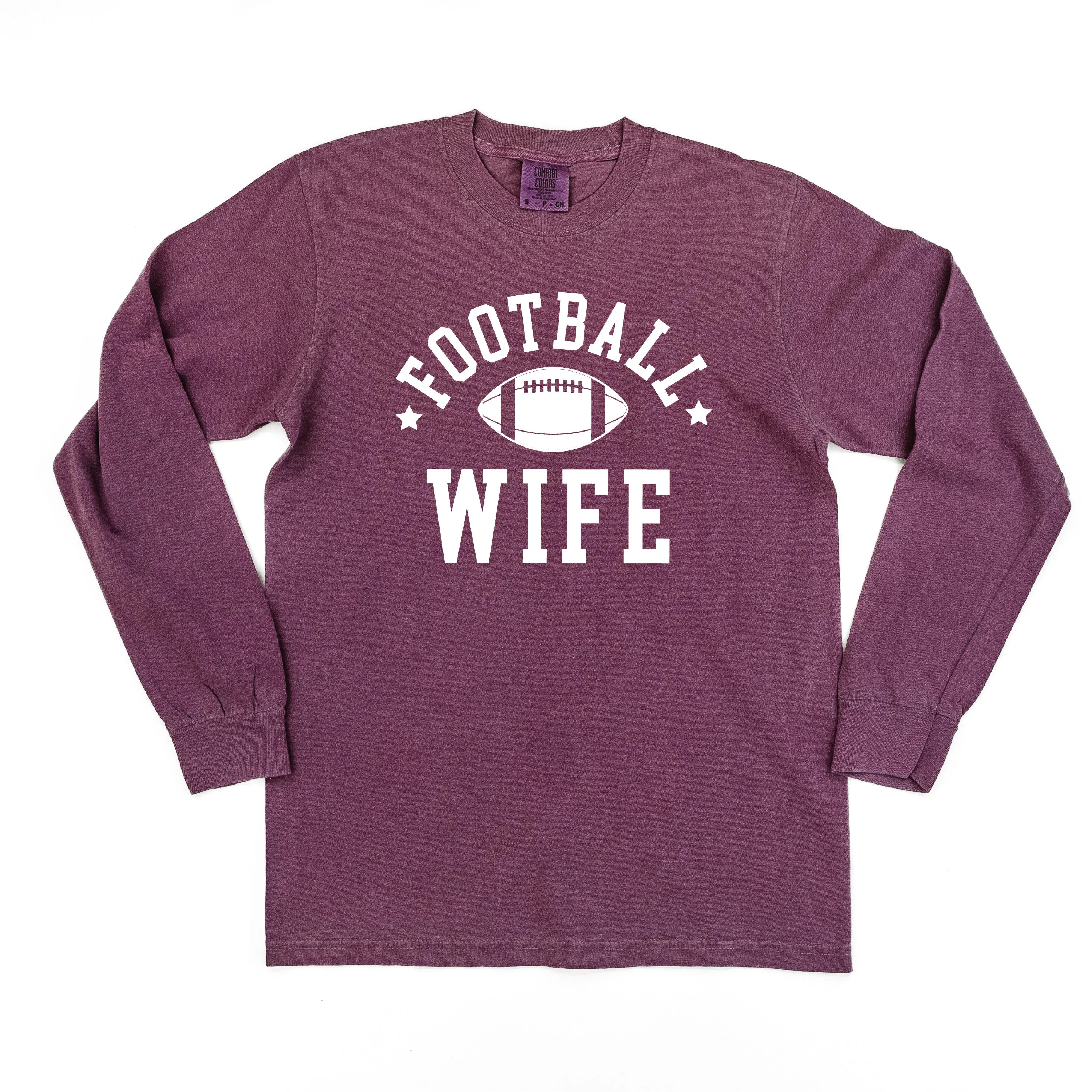 Football Wife (Stars) - LONG SLEEVE COMFORT COLORS TEE