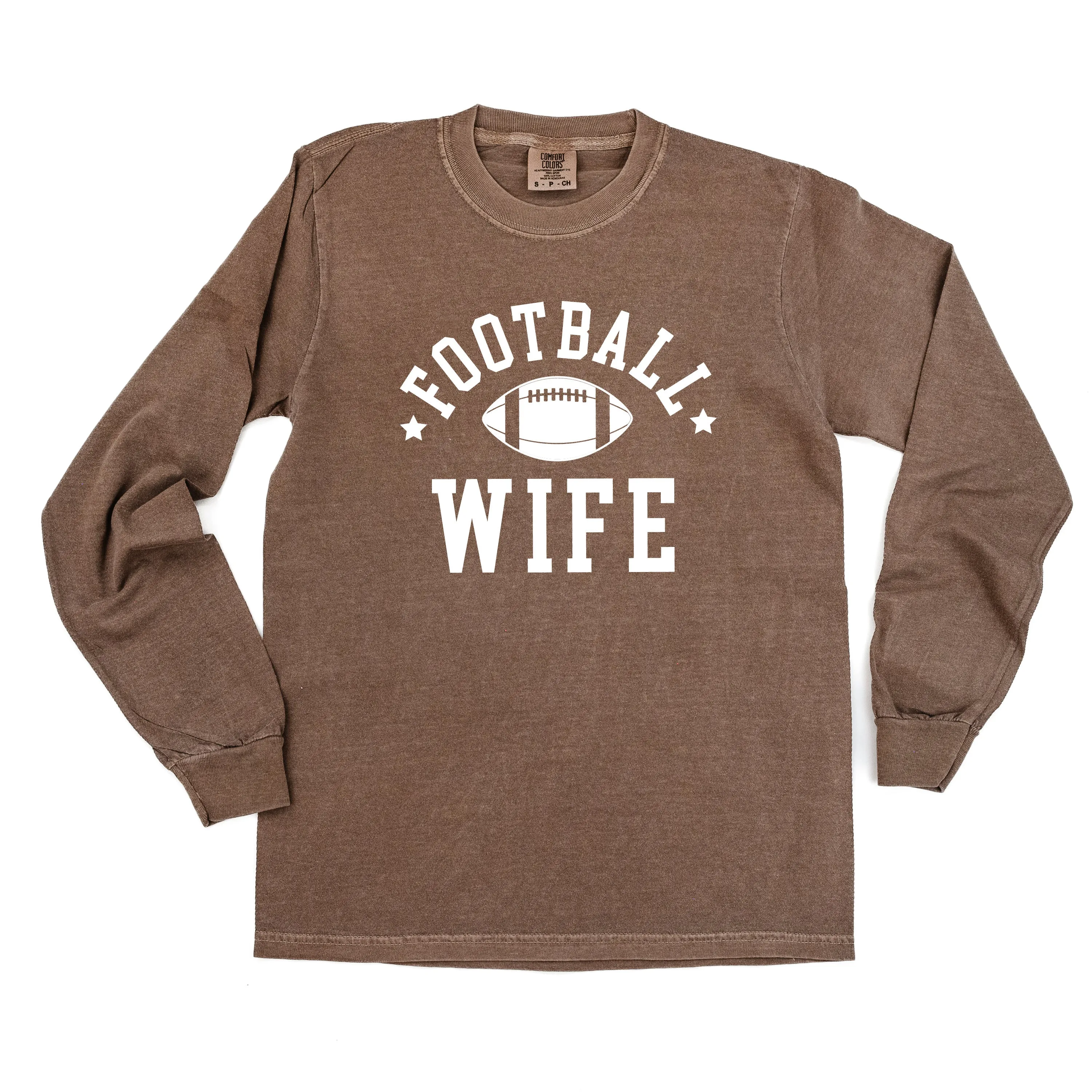 Football Wife (Stars) - LONG SLEEVE COMFORT COLORS TEE