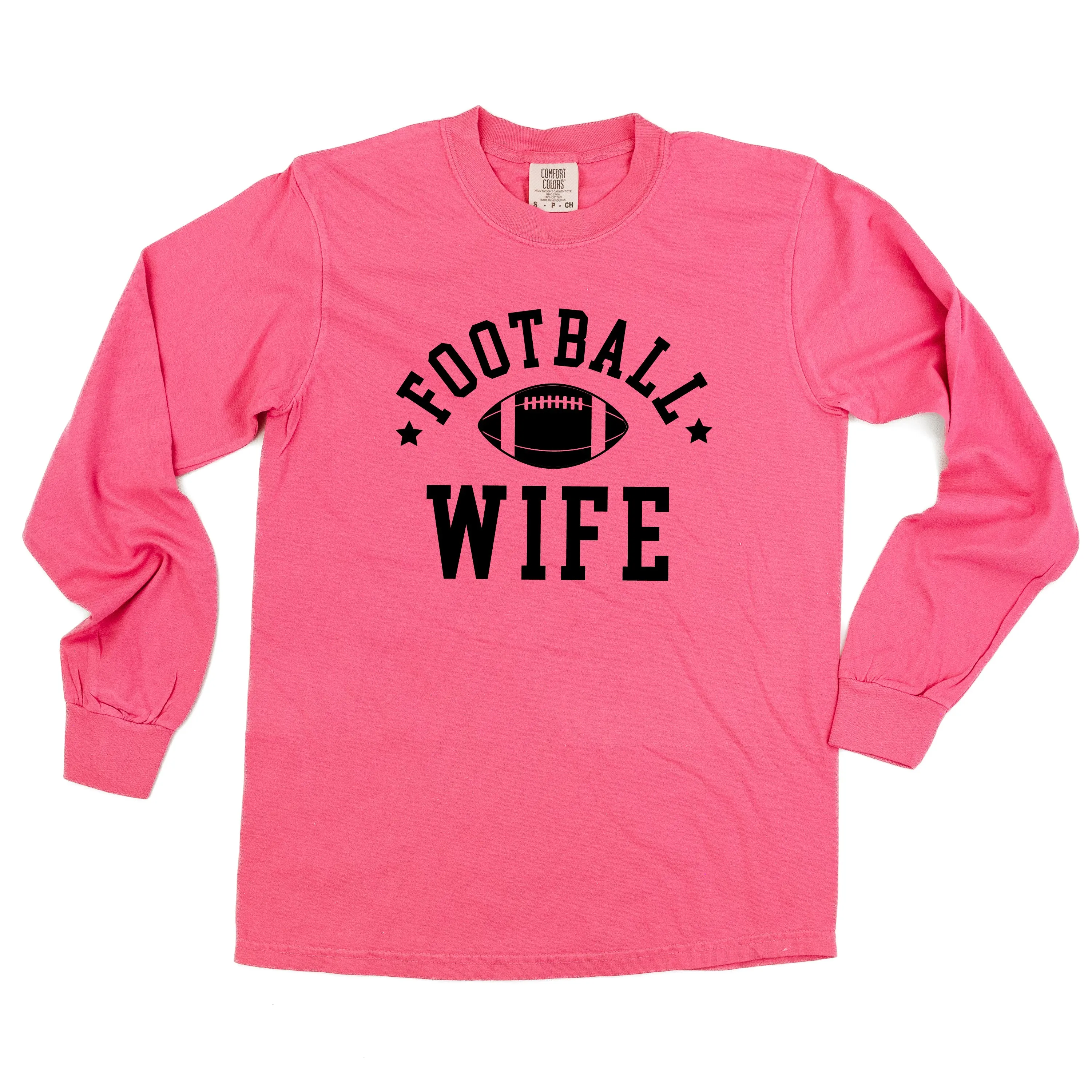 Football Wife (Stars) - LONG SLEEVE COMFORT COLORS TEE