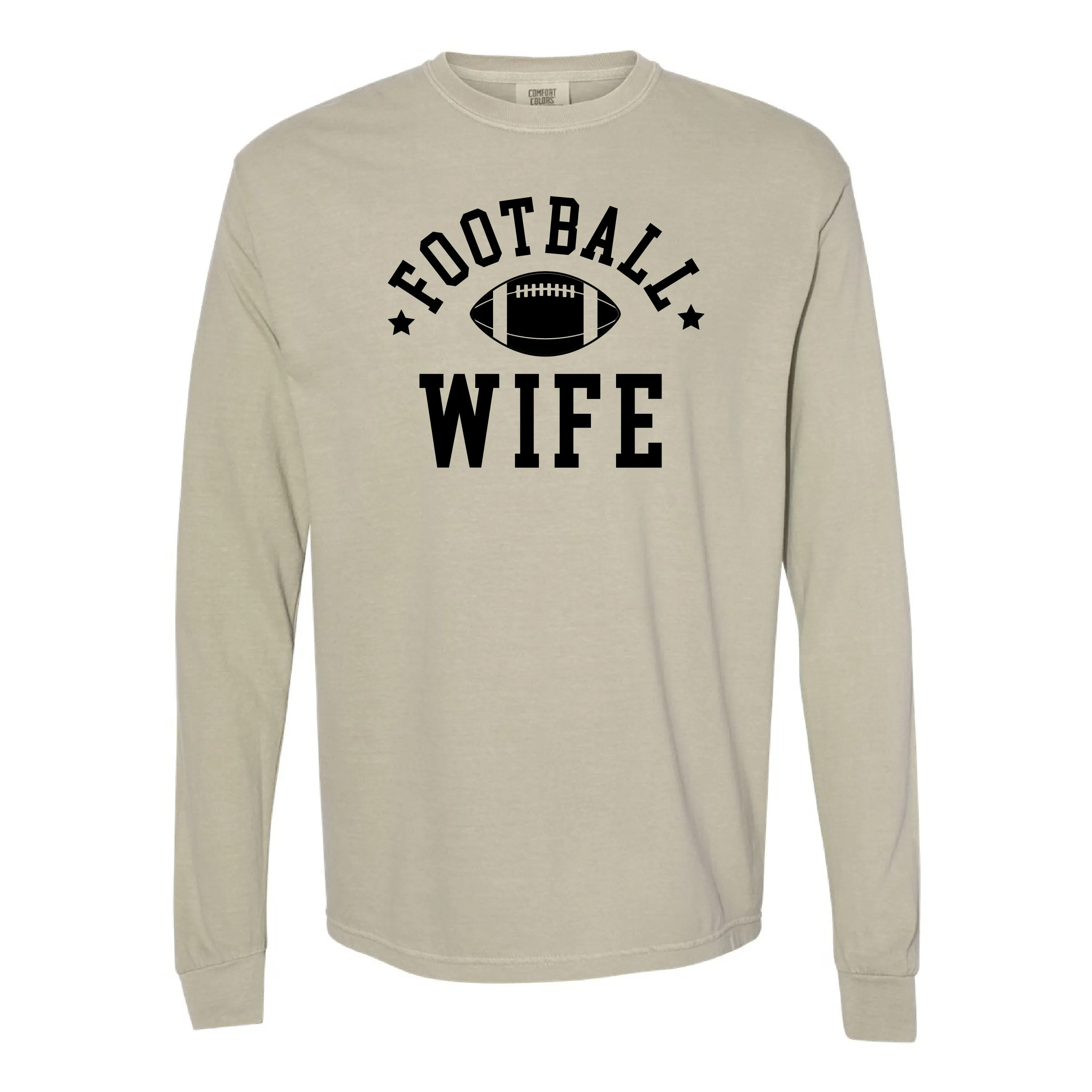 Football Wife (Stars) - LONG SLEEVE COMFORT COLORS TEE