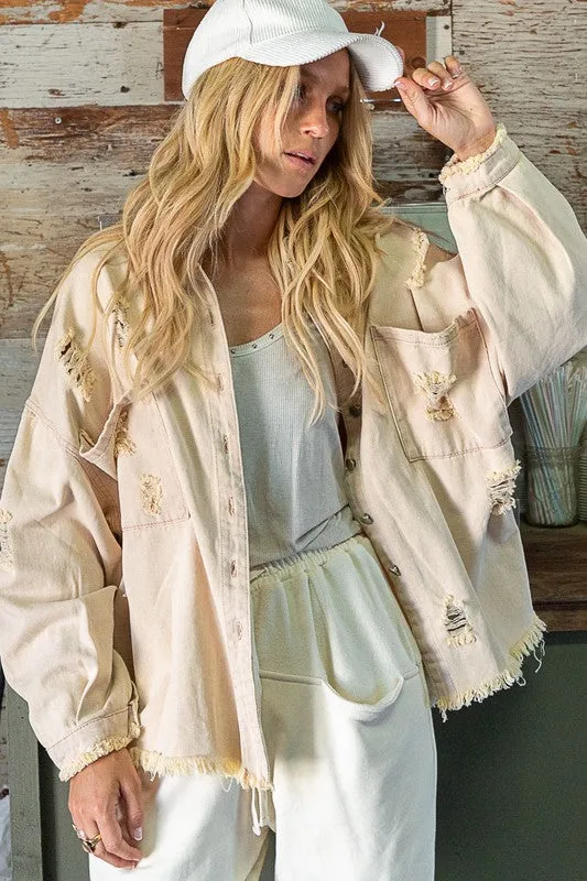 Fringe Distressed Oversized Jacket