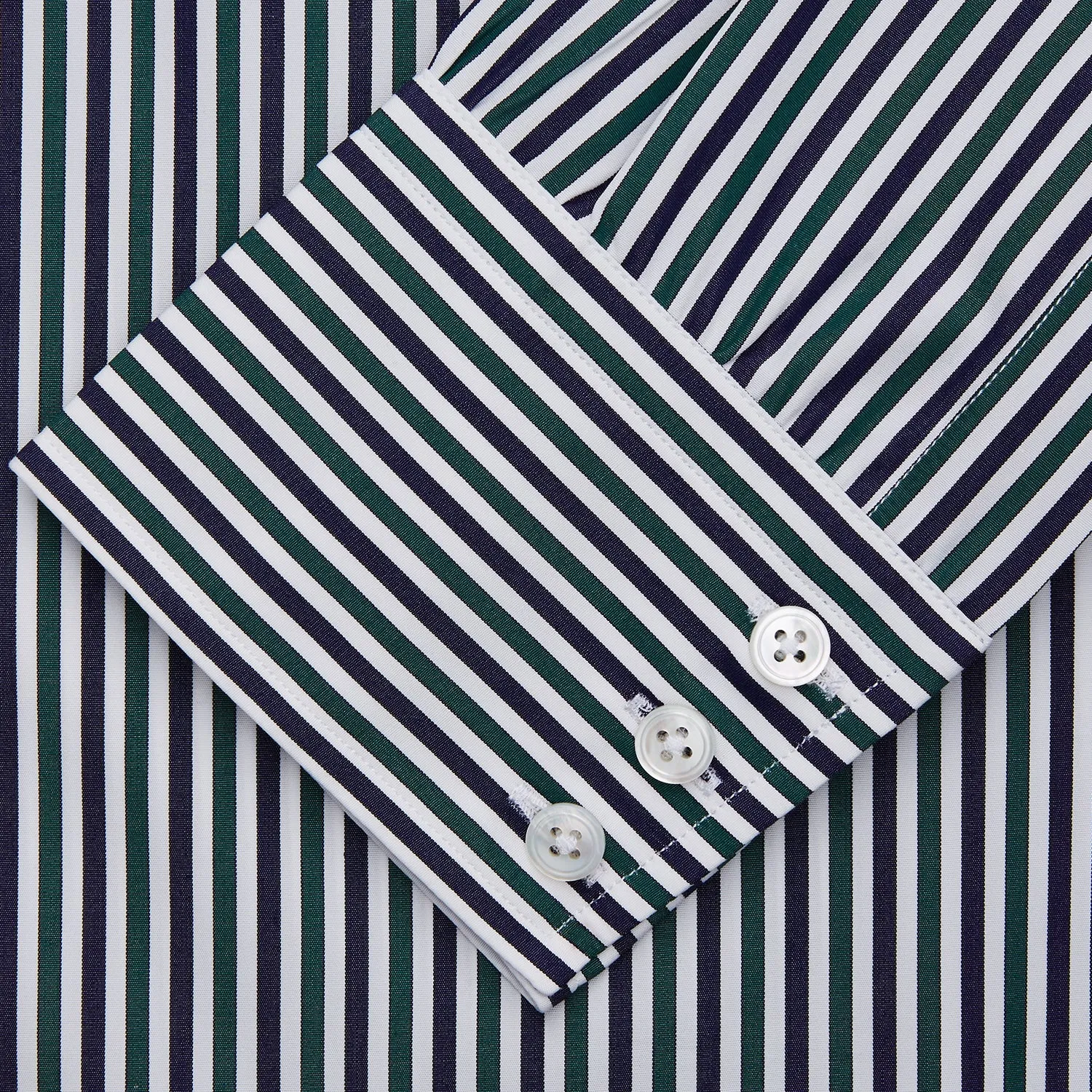 Green and Blue Stripe Cotton Regular Fit Mayfair Shirt