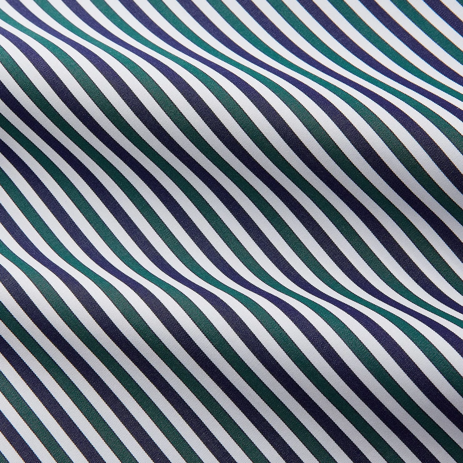 Green and Blue Stripe Cotton Regular Fit Mayfair Shirt