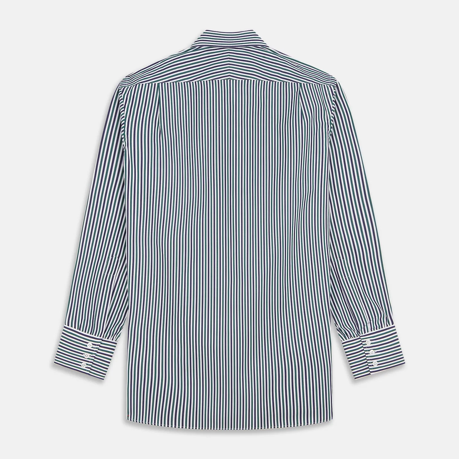 Green and Blue Stripe Cotton Regular Fit Mayfair Shirt