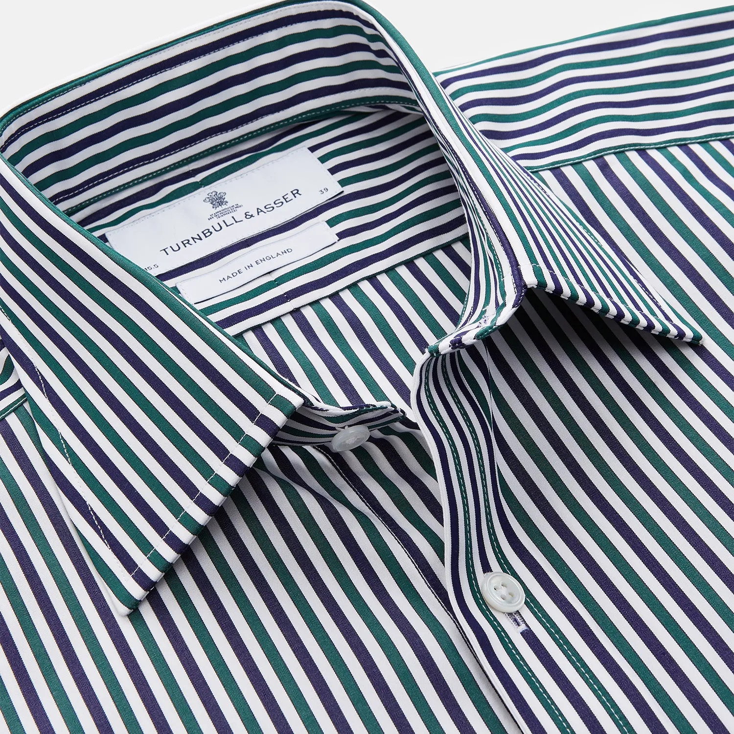 Green and Blue Stripe Cotton Regular Fit Mayfair Shirt