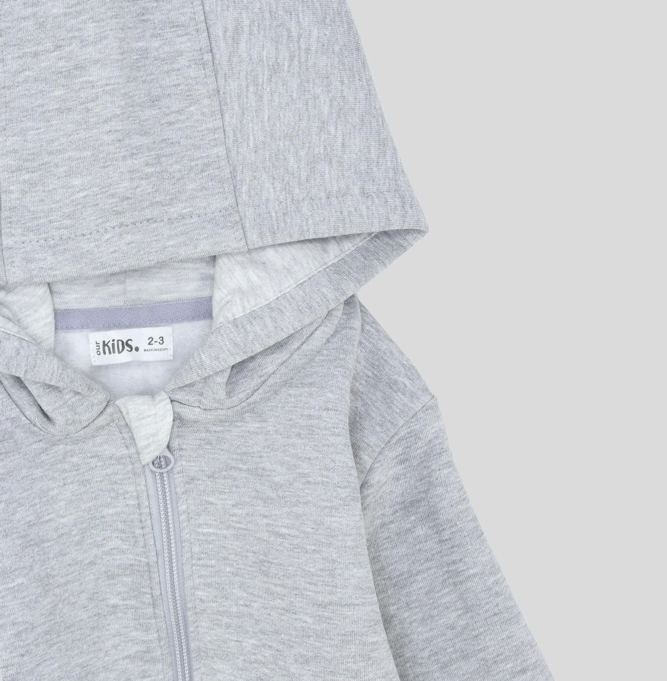 Grey Long-Sleeved Zip-Up Hoodie