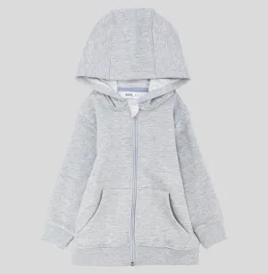 Grey Long-Sleeved Zip-Up Hoodie