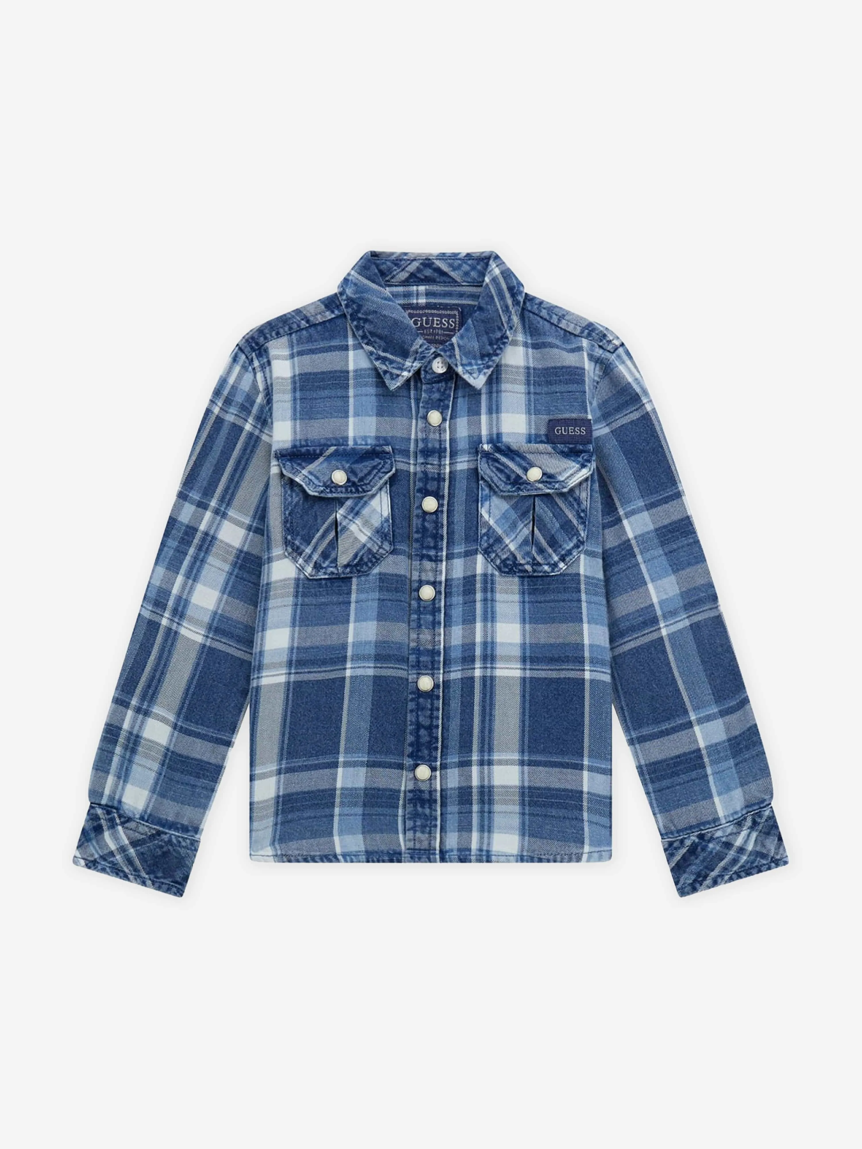 Guess Boys Cotton Twill Shirt in Blue