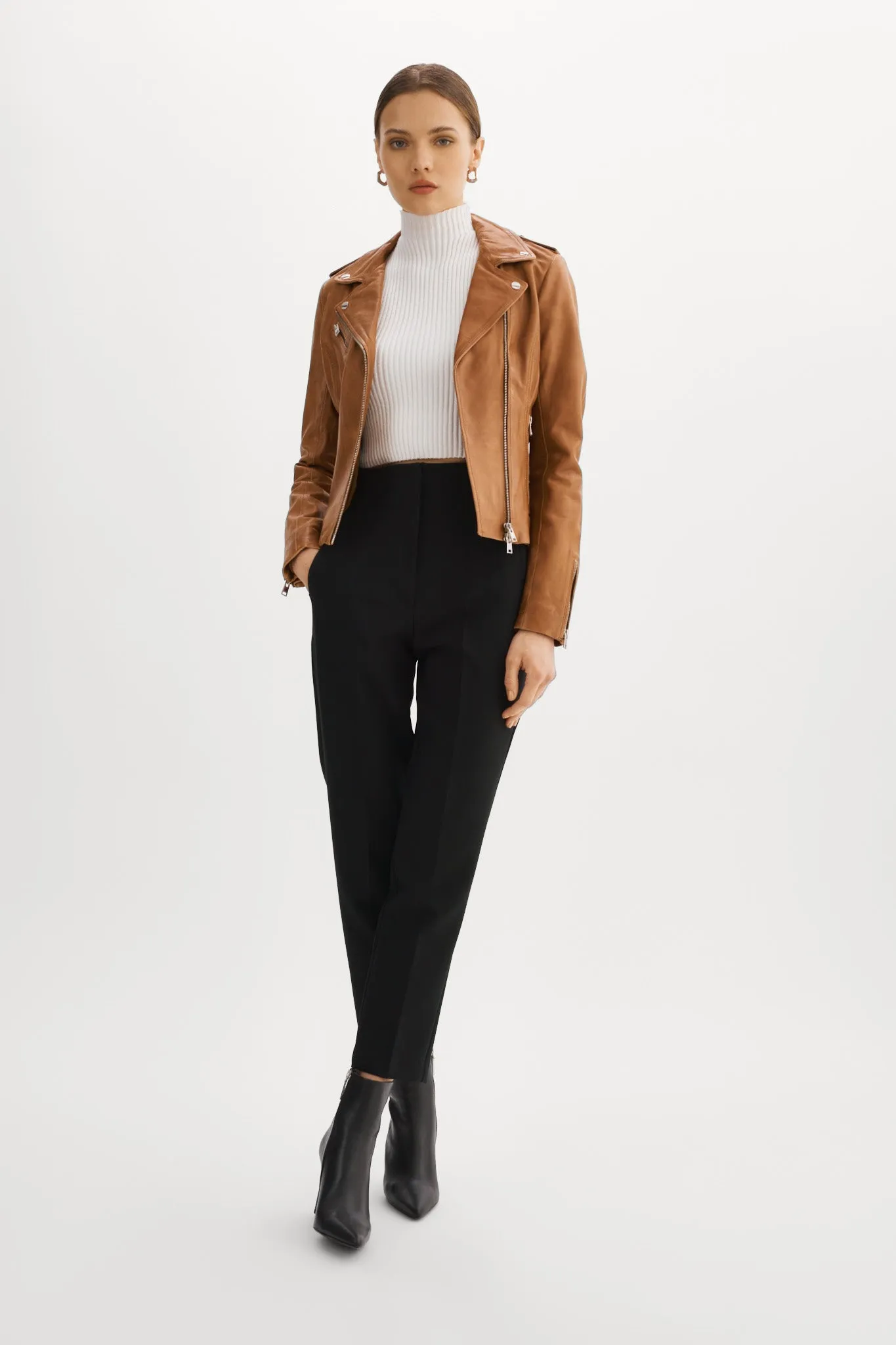 HARPER | Fitted Leather Biker Jacket