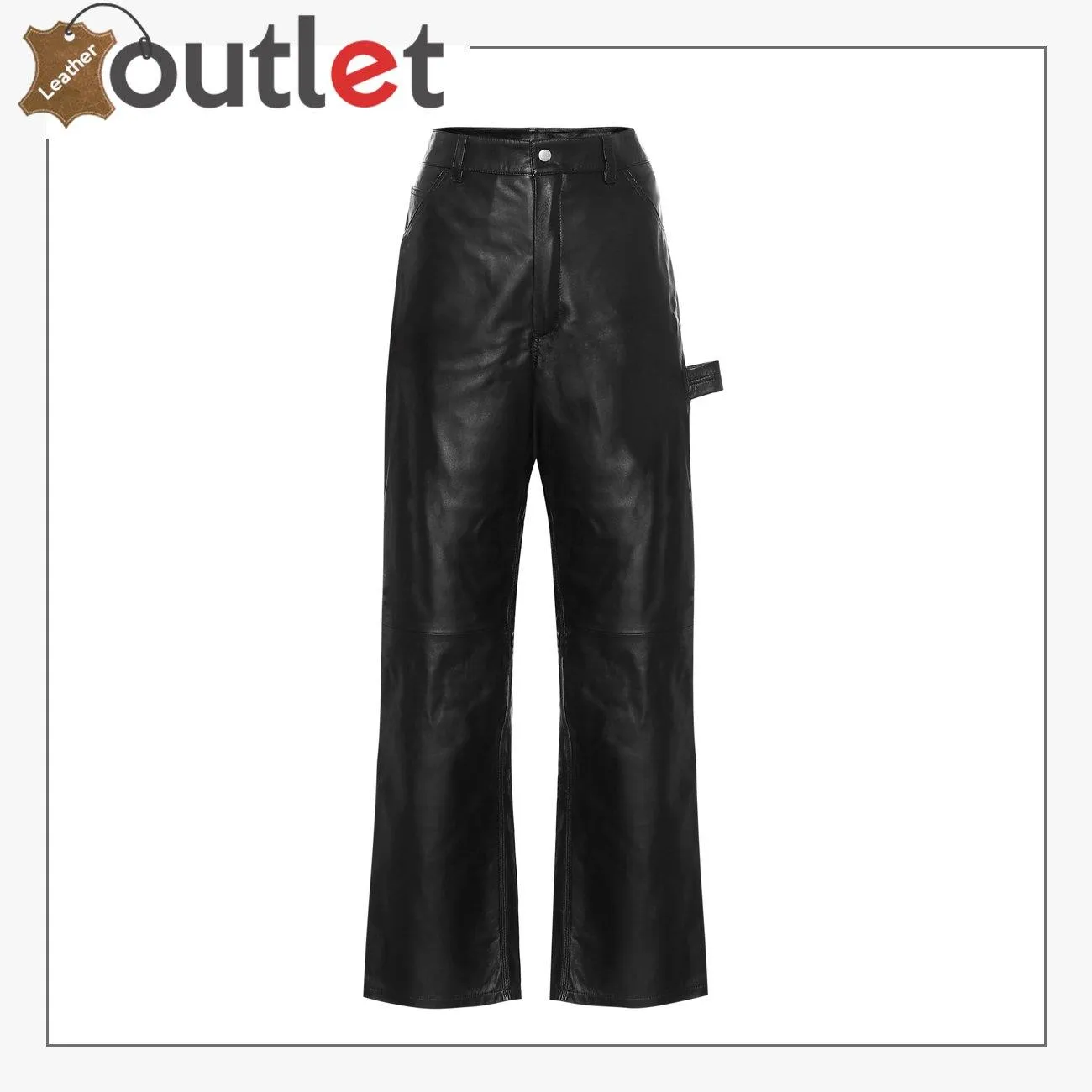 High-rise wide-leg leather jeans Pants