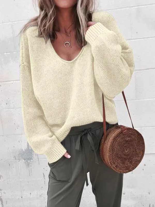 Kakimoda Oversized Knitted V-Neck  Pullovers