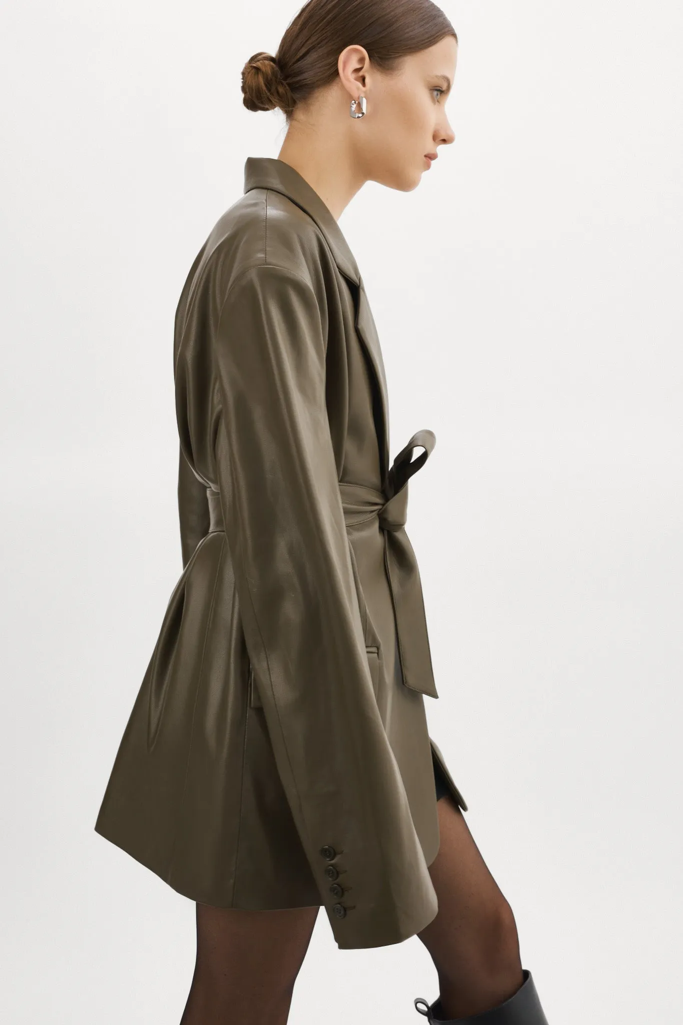 Kassandra | Faux Leather Oversized Blazer