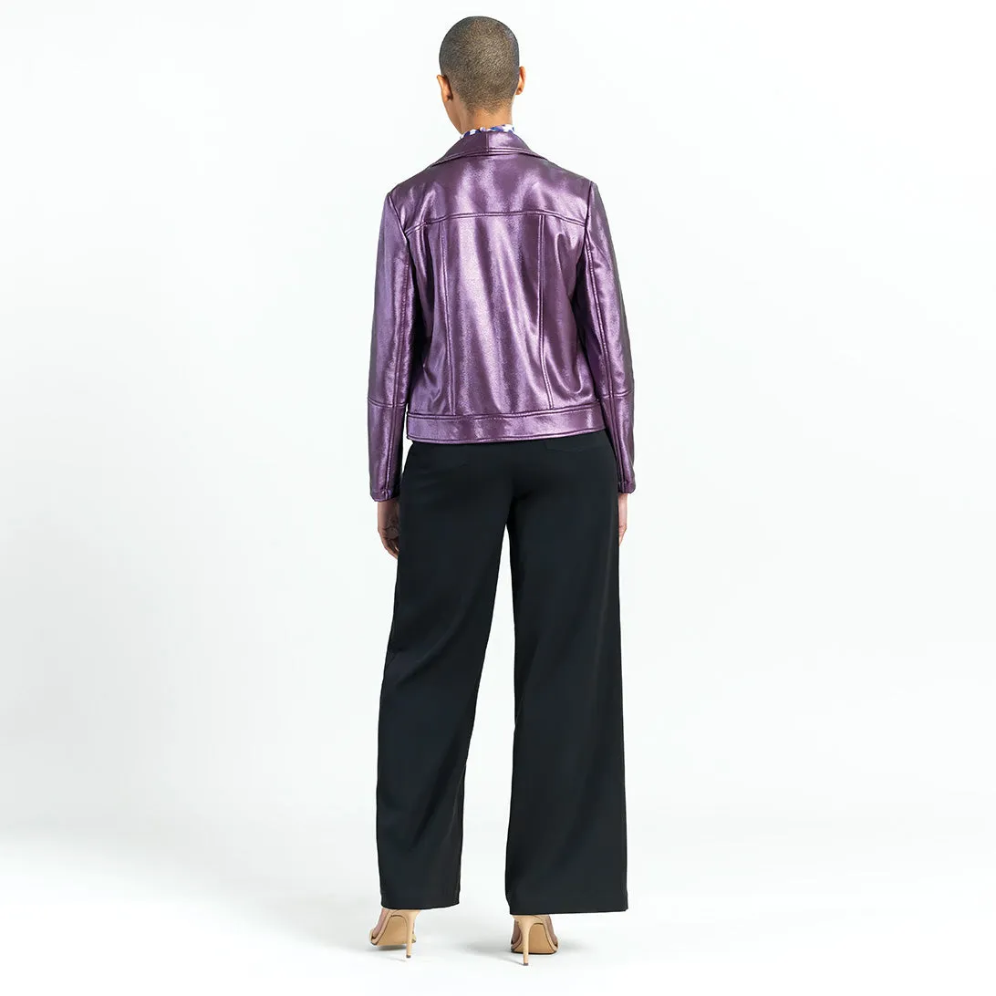 Liquid Sheen™ - Plush Moto Zip Jacket - Plum - Final Sale!