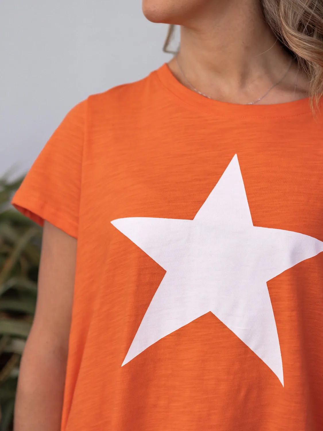 Maggie  Tee - Orange/White Star