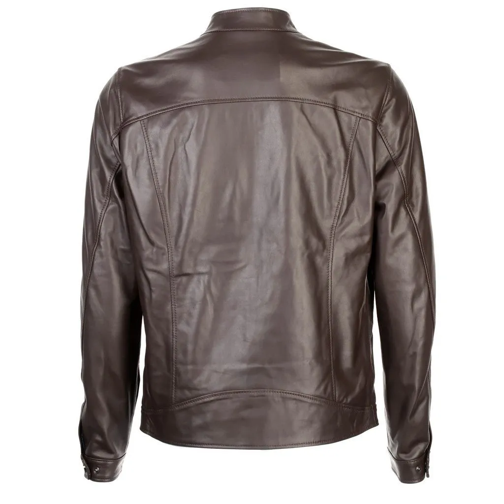 MCKINNON & CO Nappa Leather Biker Jacket BROWN REG